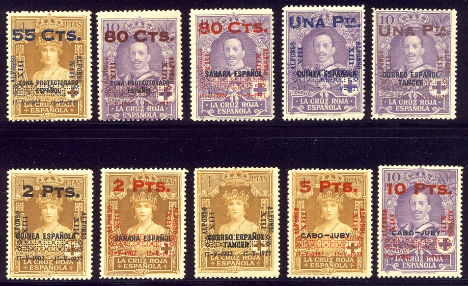 SPAIN #B64 73 (Ed #392 401) Mint NH   1927 Surcharges Set  