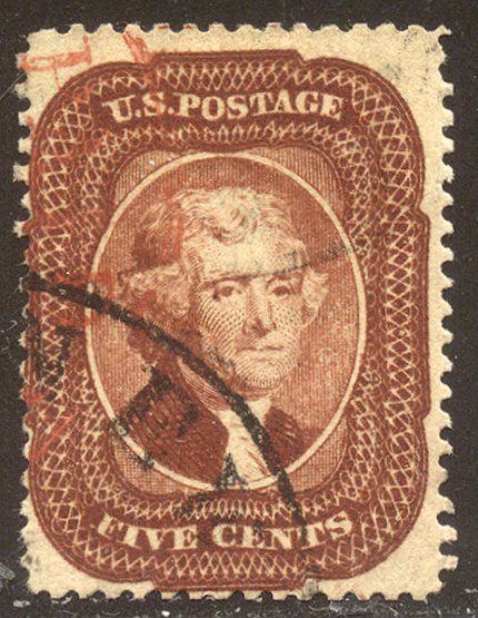 28A Used RARITY w/Cert   5c Indian Red  